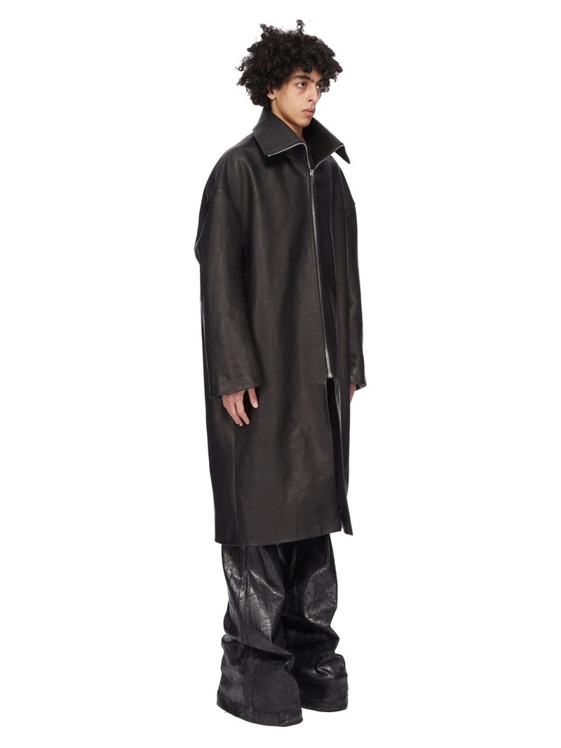 Dracucollar fold-neck zip-front leather coat 2