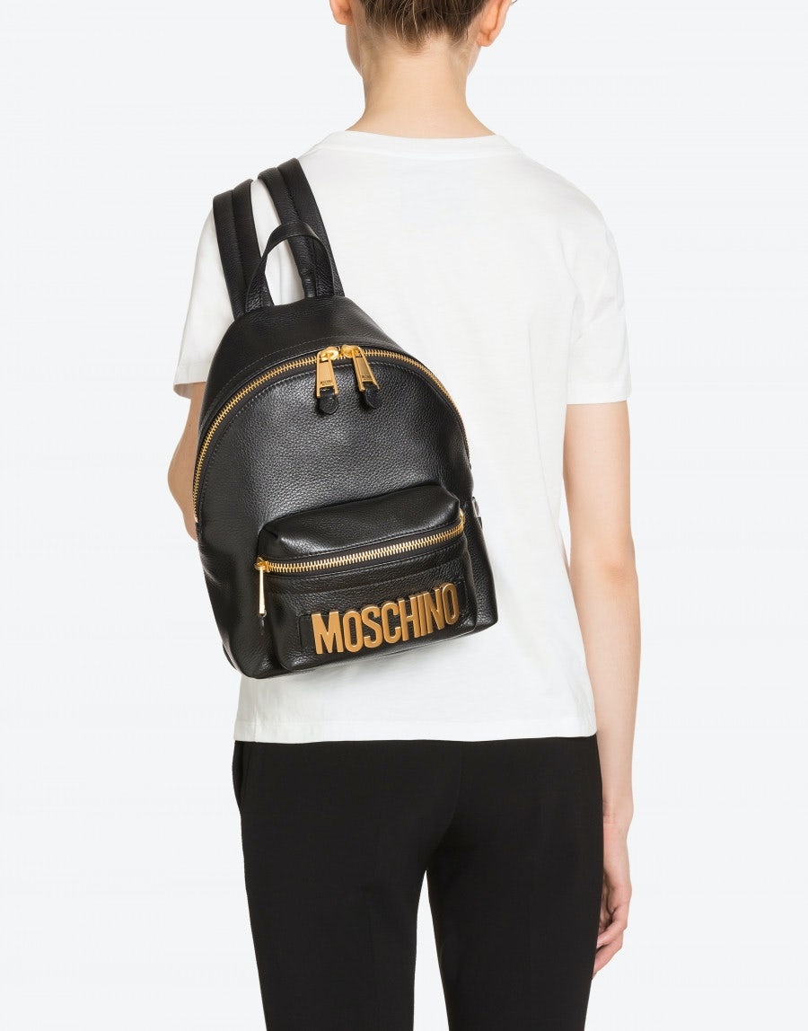 LEATHER BACKPACK WITH LETTERING LOGO - 5