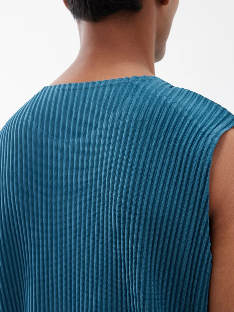 Scoop-neck technical-pleated tank top - 4