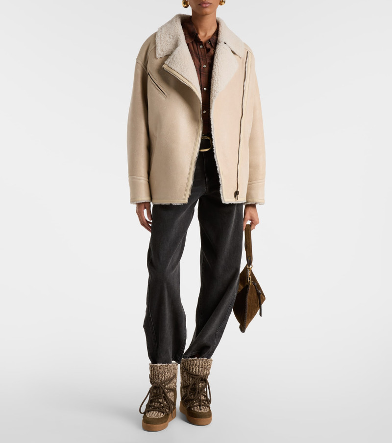 Isabel Marant Adelina shearling-trimmed leather jacket outlook