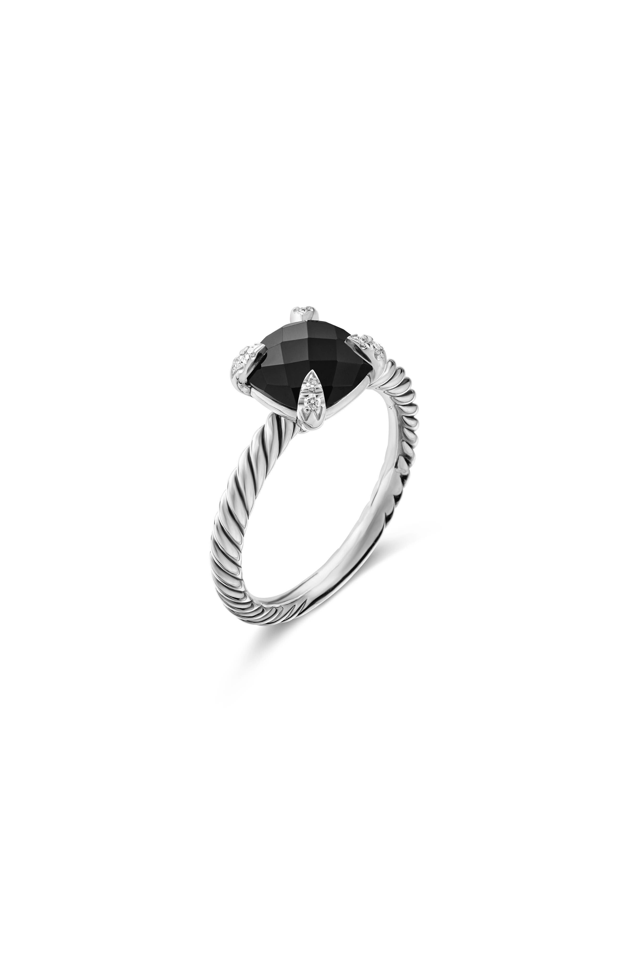 David Yurman Chatelaine® Ring with Semiprecious Stone & Diamonds in Black Onyx at Nordstrom - 5