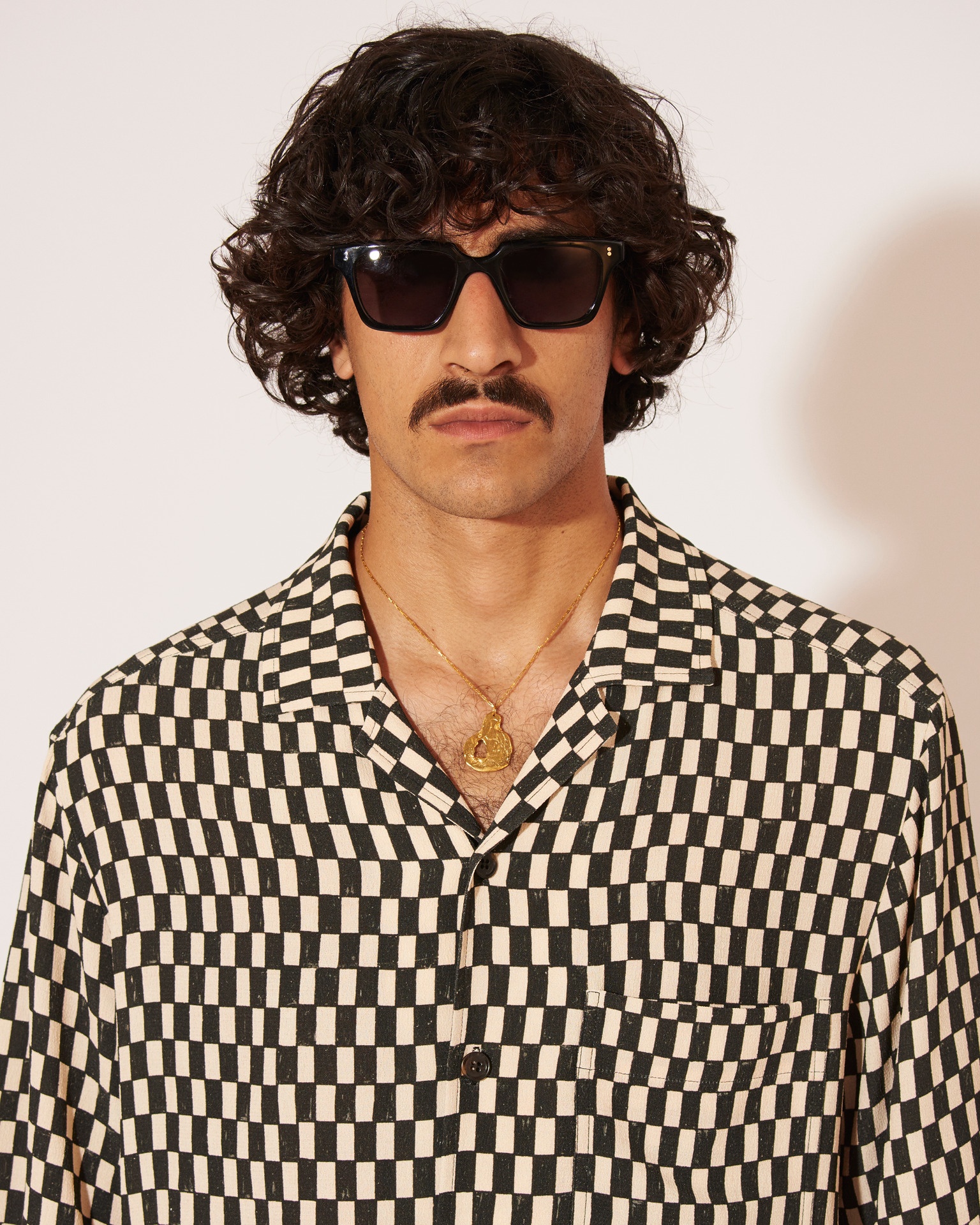 MAITHO - Cotton checkered shirt - Creme&black - 5