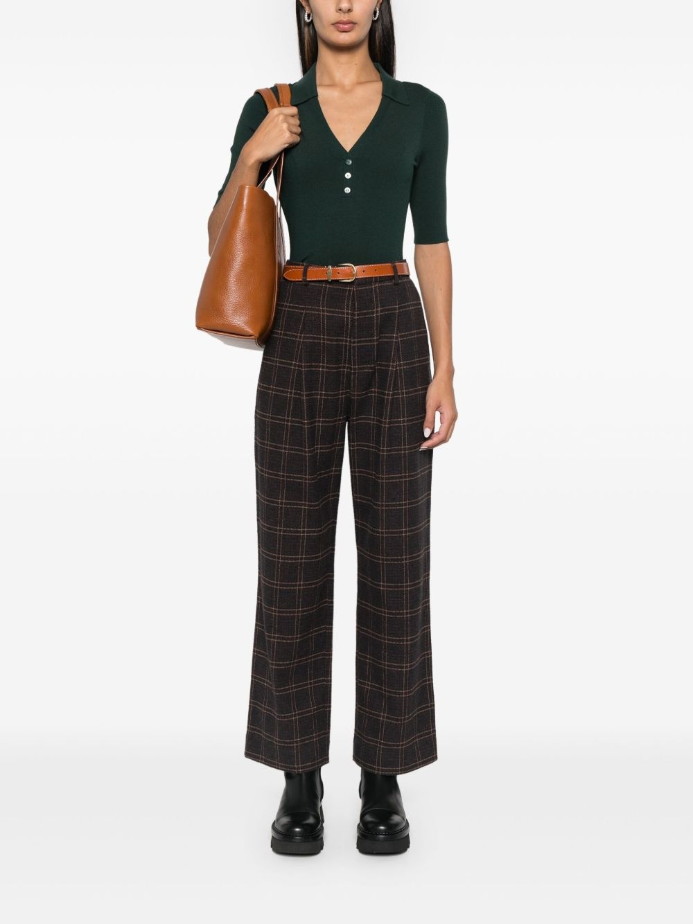 ribbed-knit polo top - 2