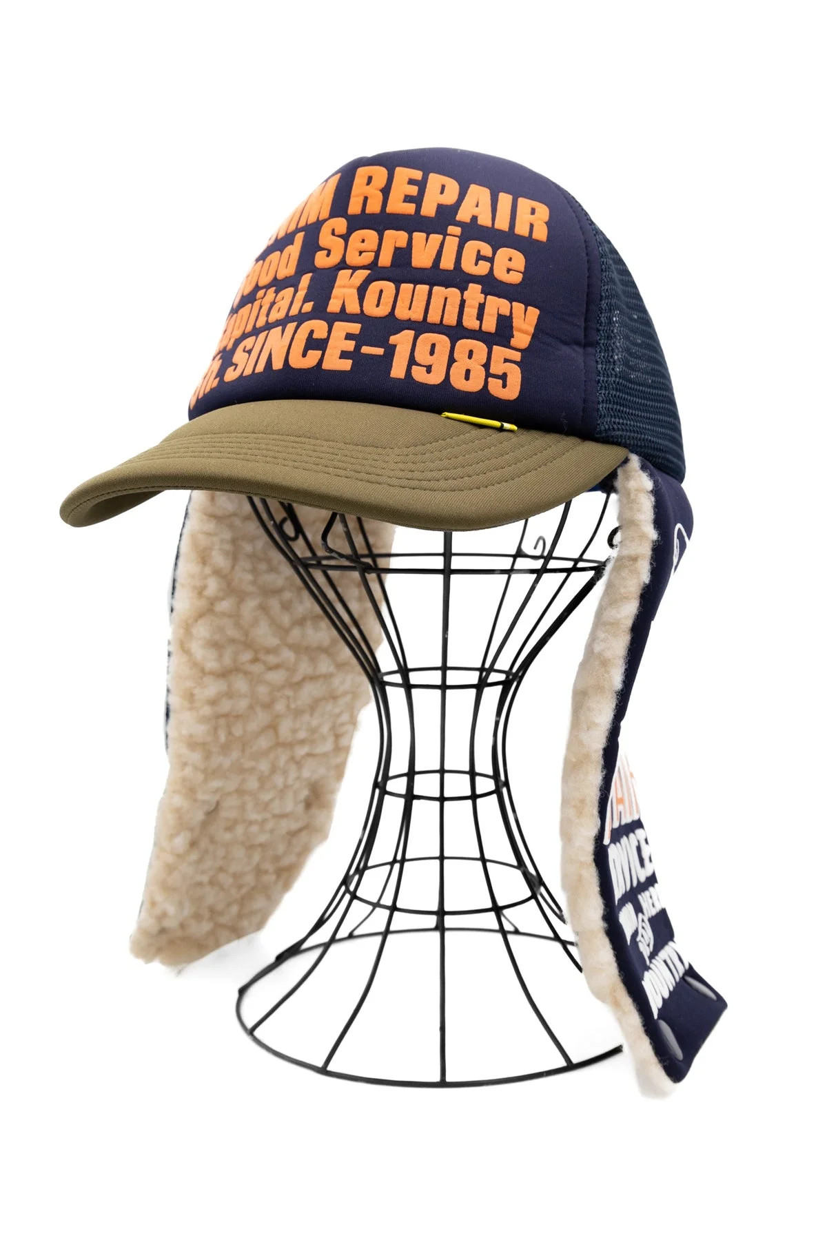 DENIM REPAIR SERVICE LUMBER Trucker Cap - Navy x Khaki - 1