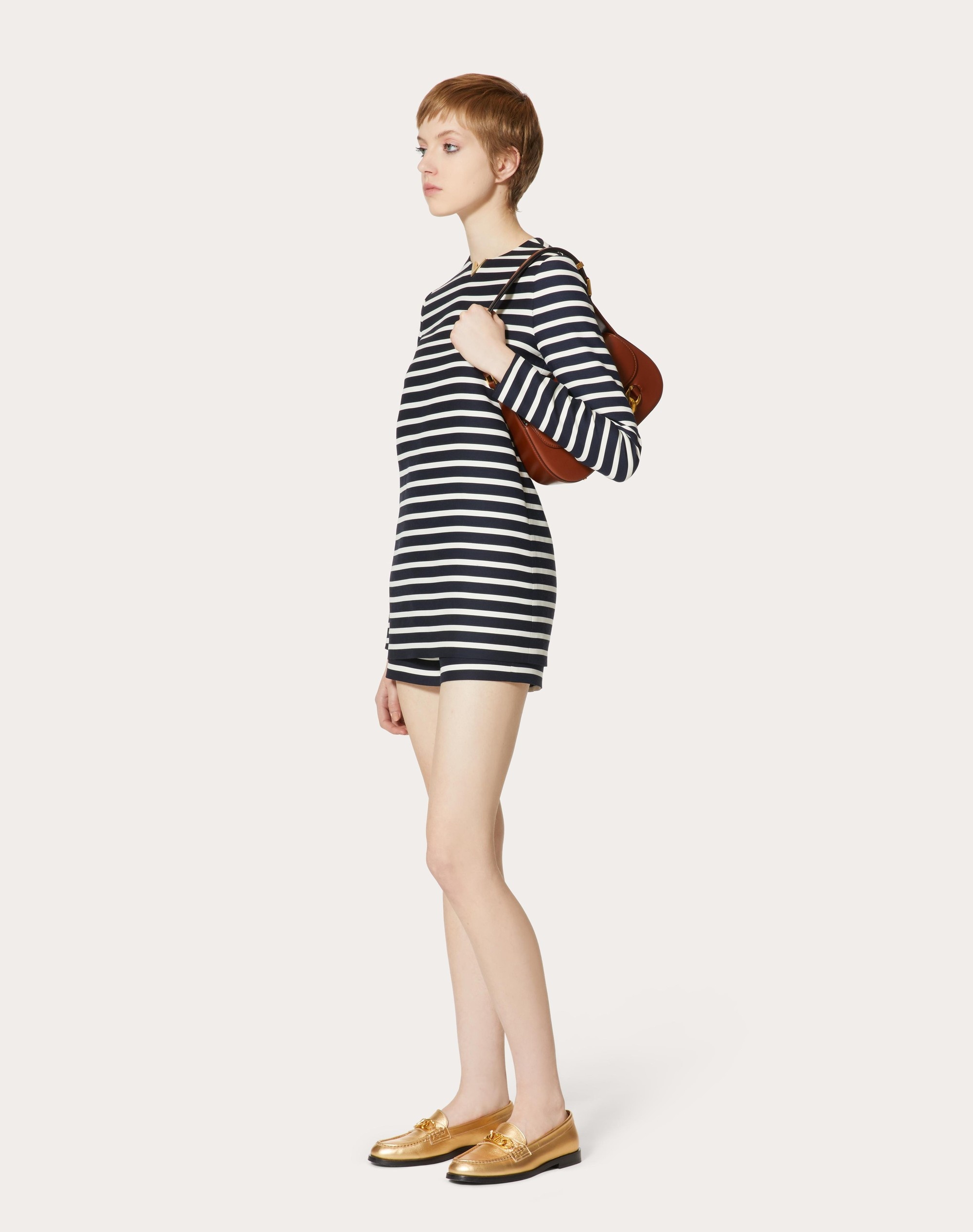 CREPE COUTURE STRIPED PRINT PLAYSUIT - 2