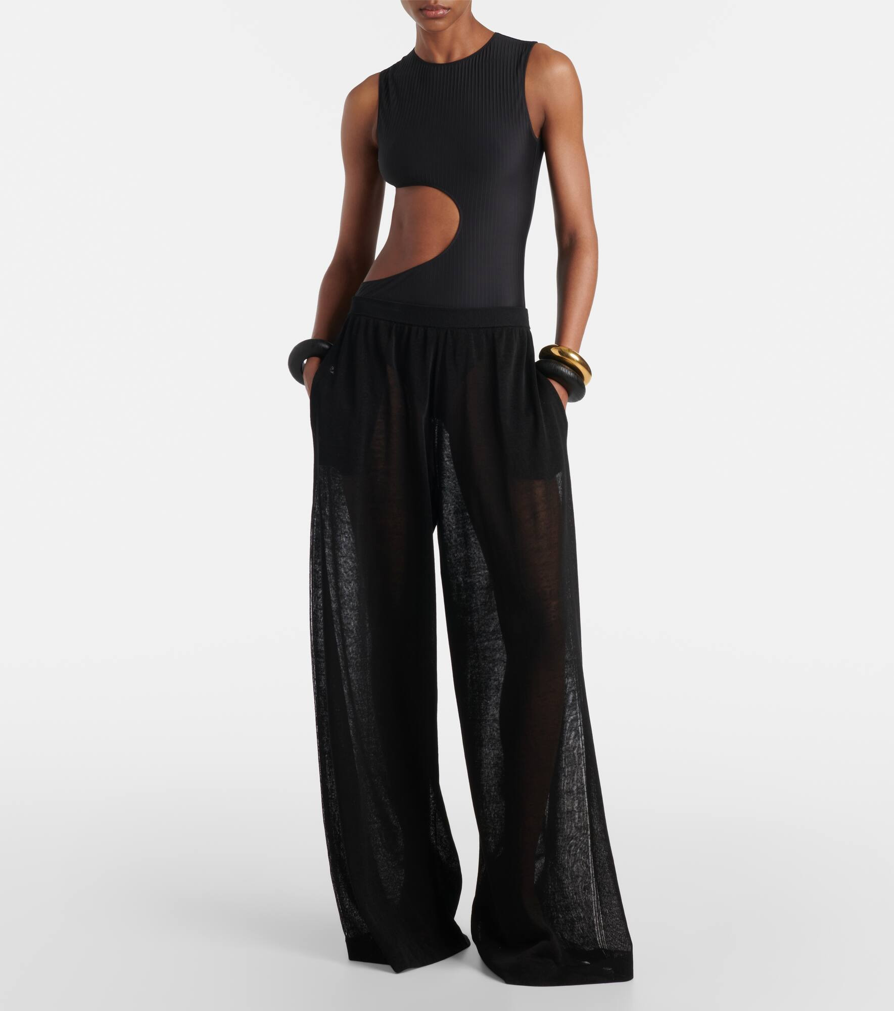 Sheer linen and silk wide-leg pants - 2