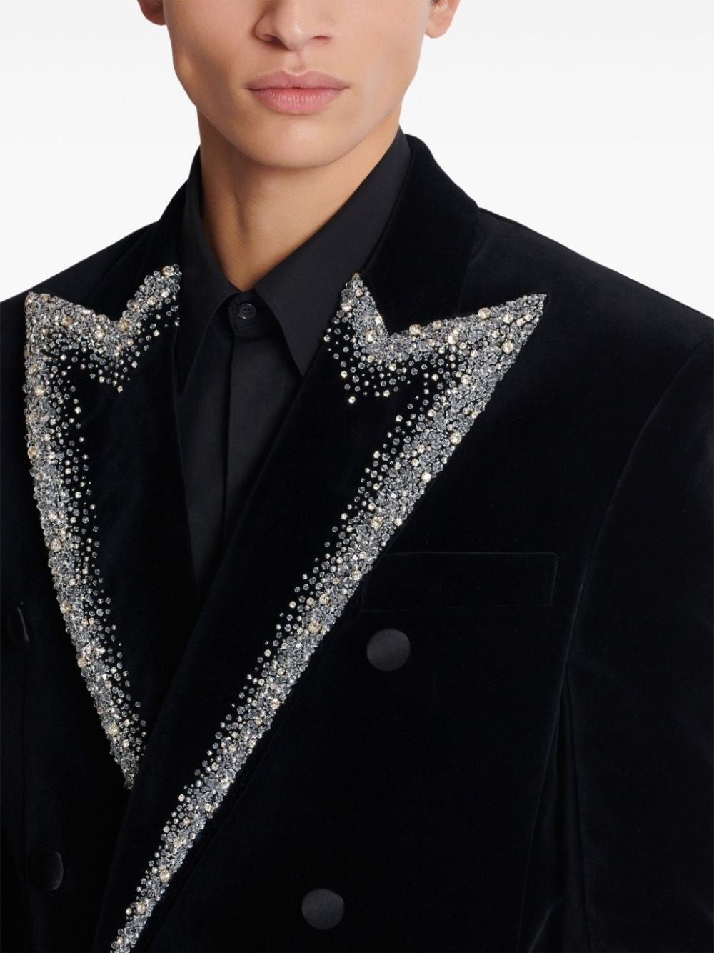 embroidered velvet jacket - 7