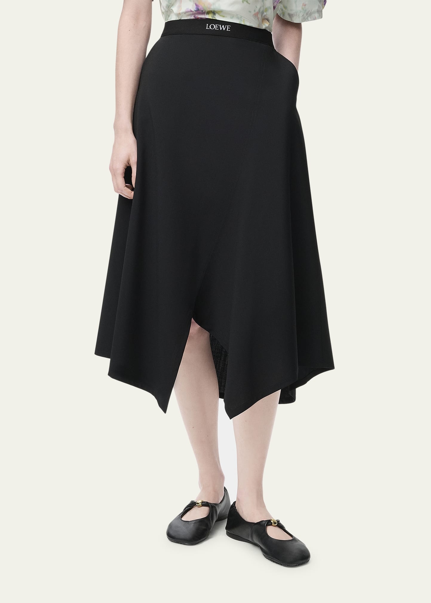 Asymmetric Logo Detail Midi Skirt - 3