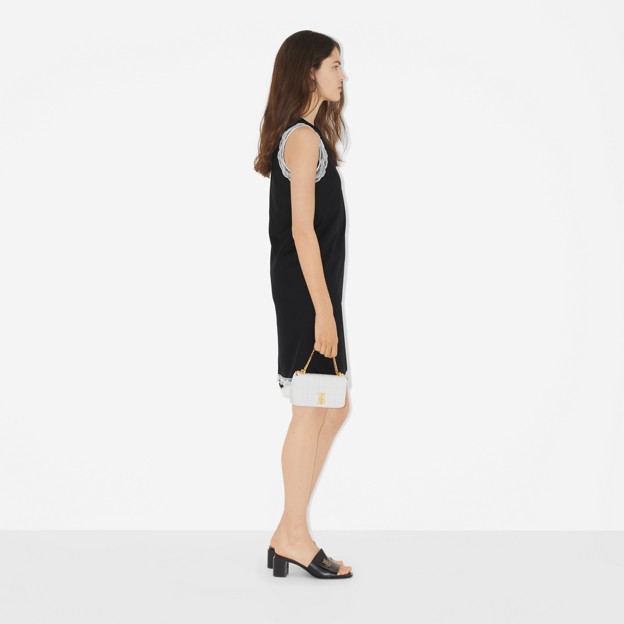 Sleeveless Lace Trim Mesh Dress - 3
