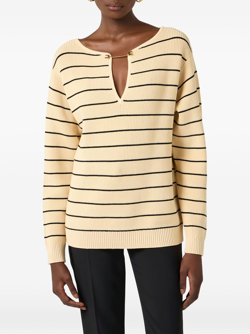 striped v-cut knit pullover 4