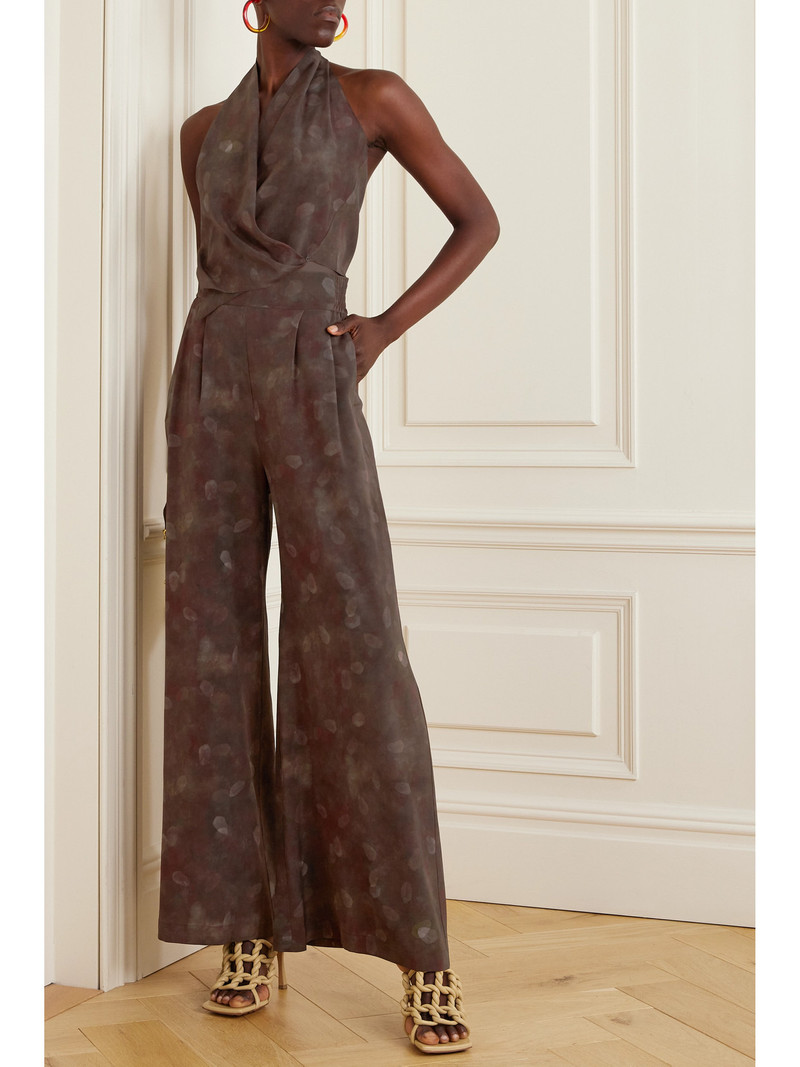 cortana + Net Sustain Nolita Printed Silk-blend Halterneck Wrap Top outlook