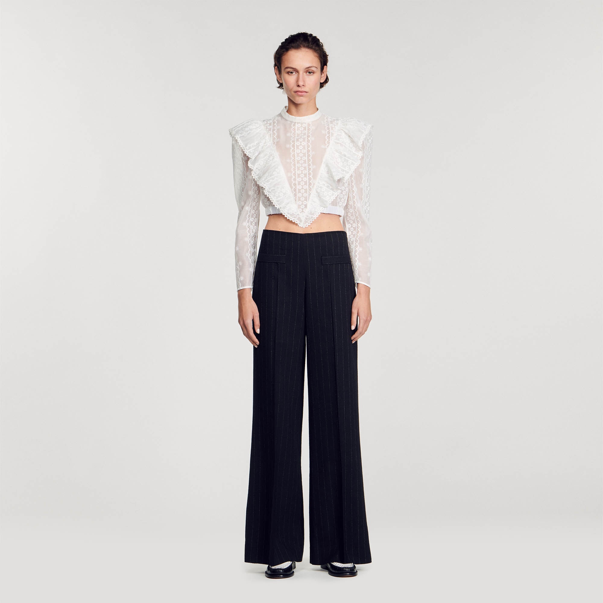 WIDE-LEG DOUBLE WAISTBAND TROUSERS - 3