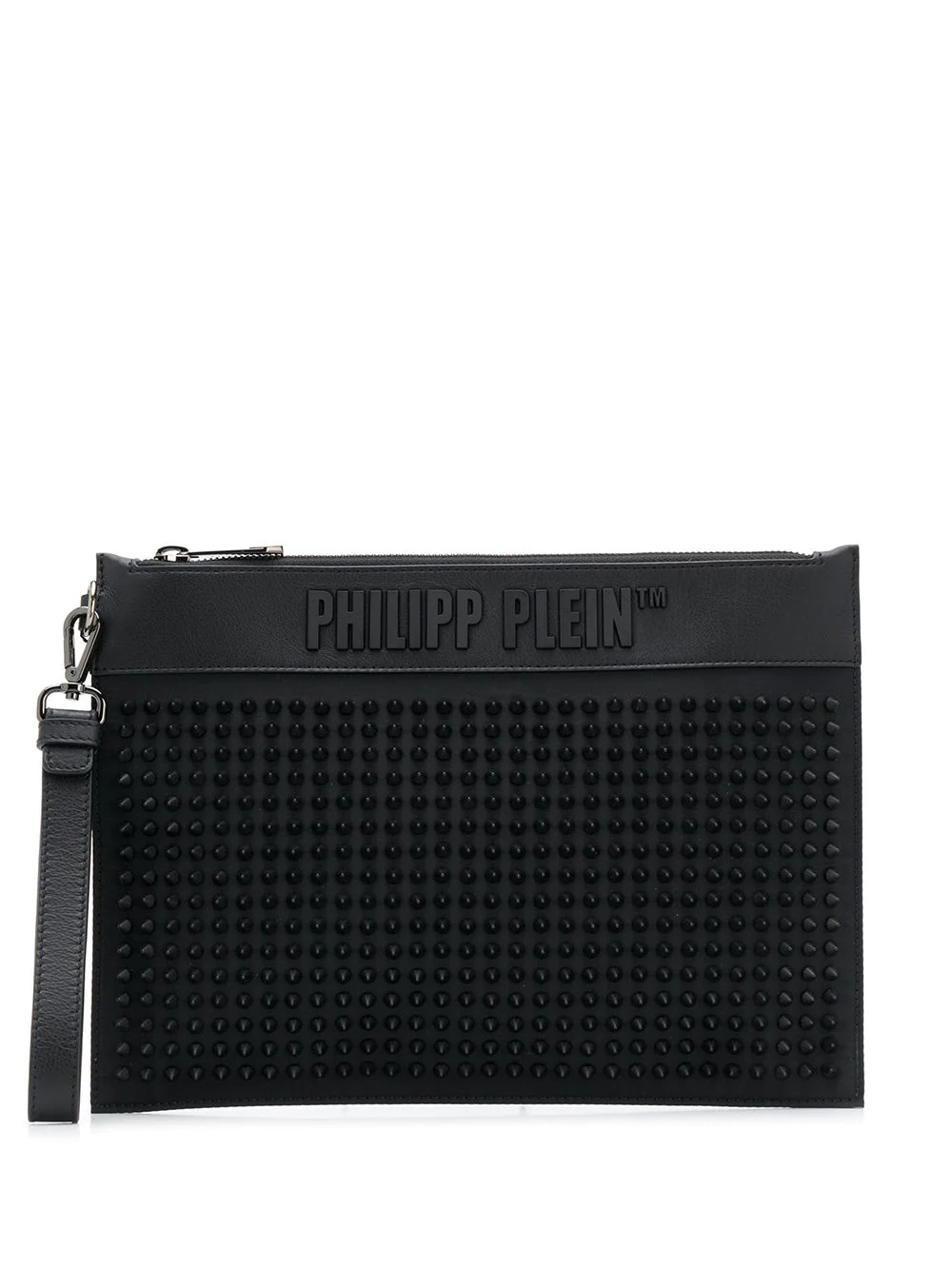 textured logo clutch bag - 1