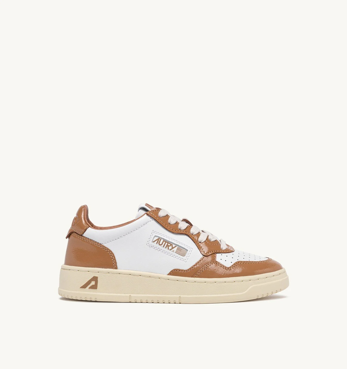 MEDALIST LOW SNEAKERS IN WHITE AND BROWN SUGAR LEATHER - 1