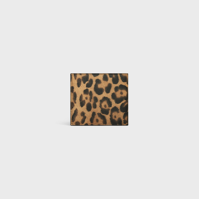 CELINE Bi-fold Wallet with Coin Compartment in Celine canvas with leopard print outlook