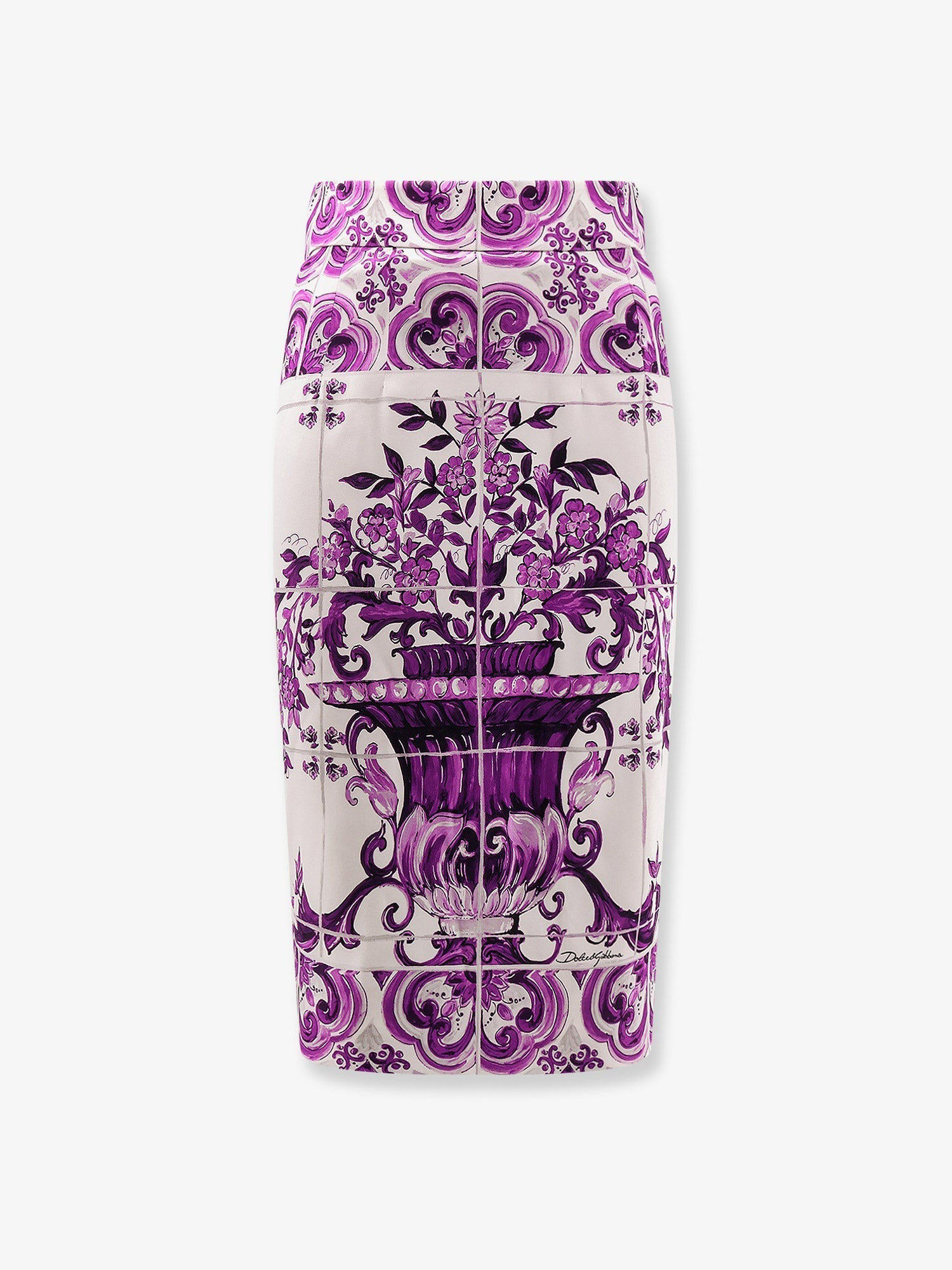 Dolce & Gabbana Women Maiolica Silk Pencil Skirt - 1