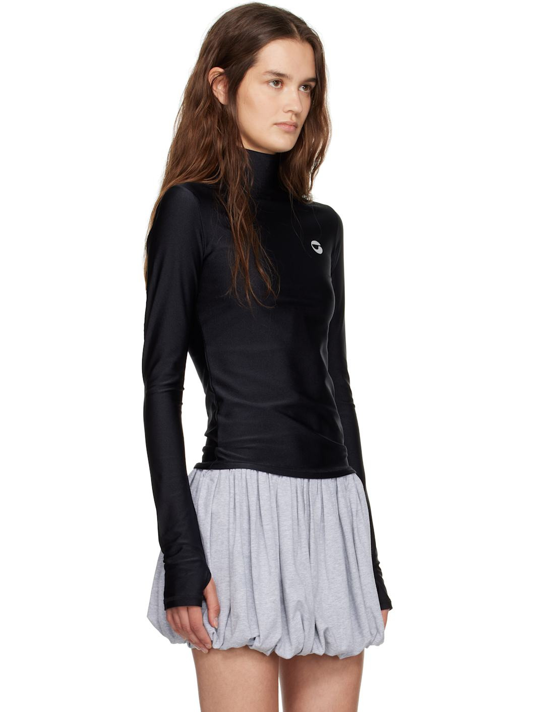 Black Tight High Neck Top - 2