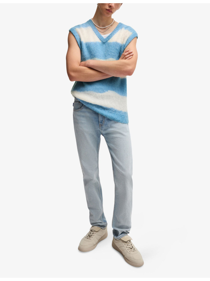 HUGO Striped V-neck knitted vest outlook