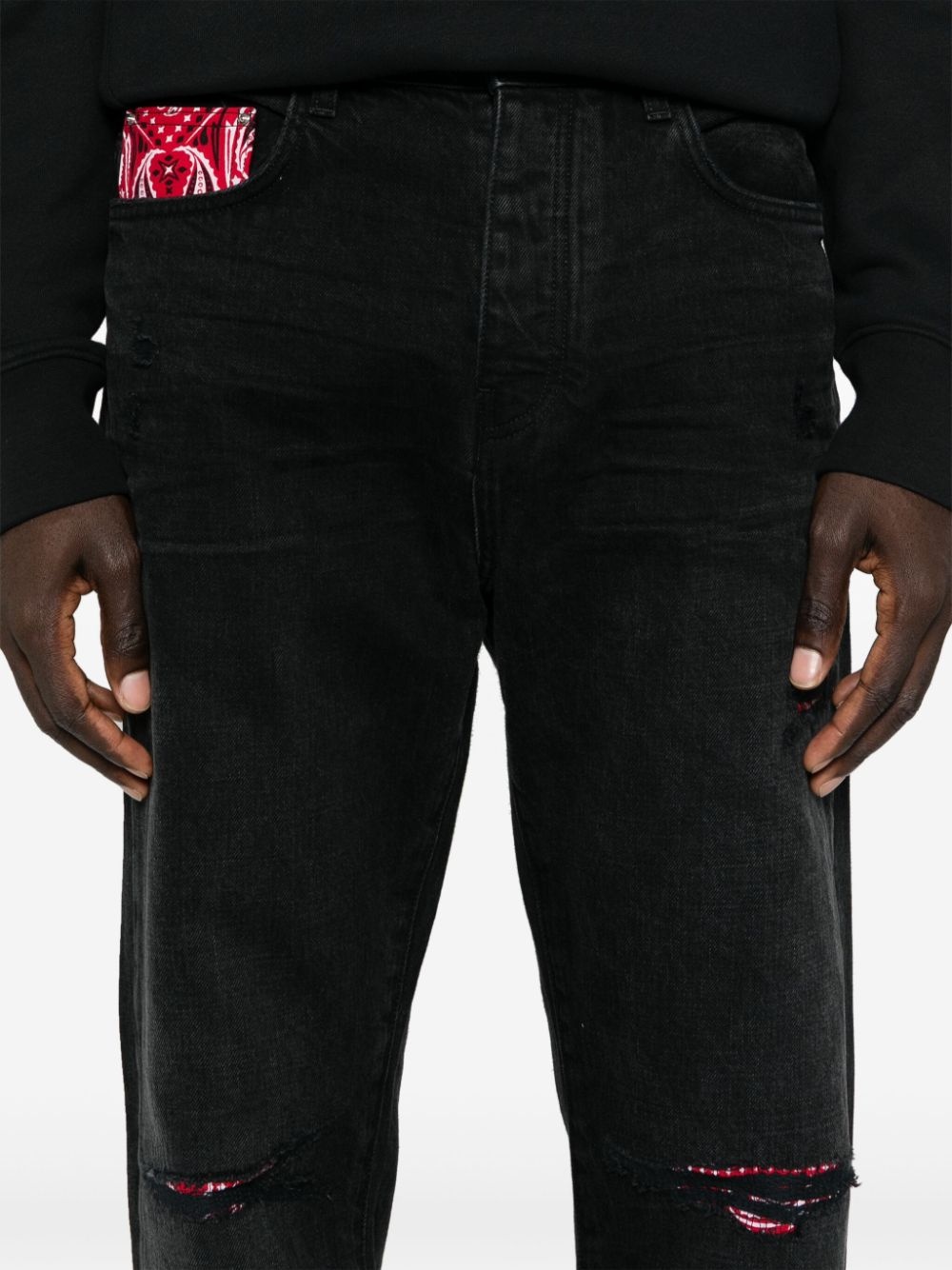 Bandana Repair mid-rise straight-leg jeans - 5