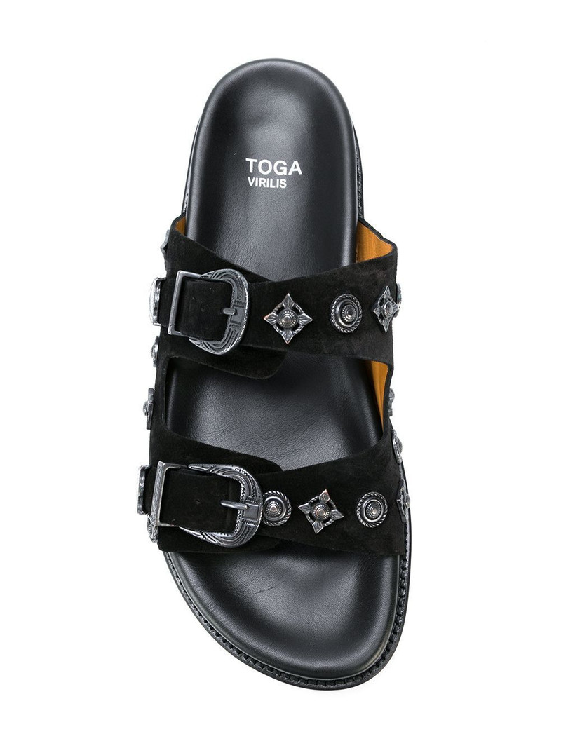 decorative studs buckle leather sandals 6