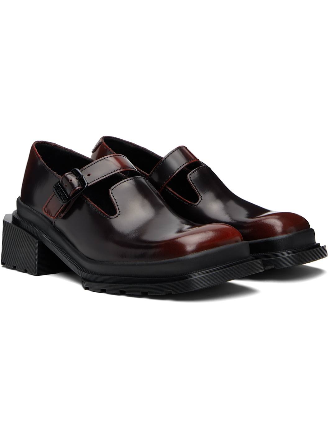Black & Burgundy Maybole Square Toe Mary Jane Heels - 4