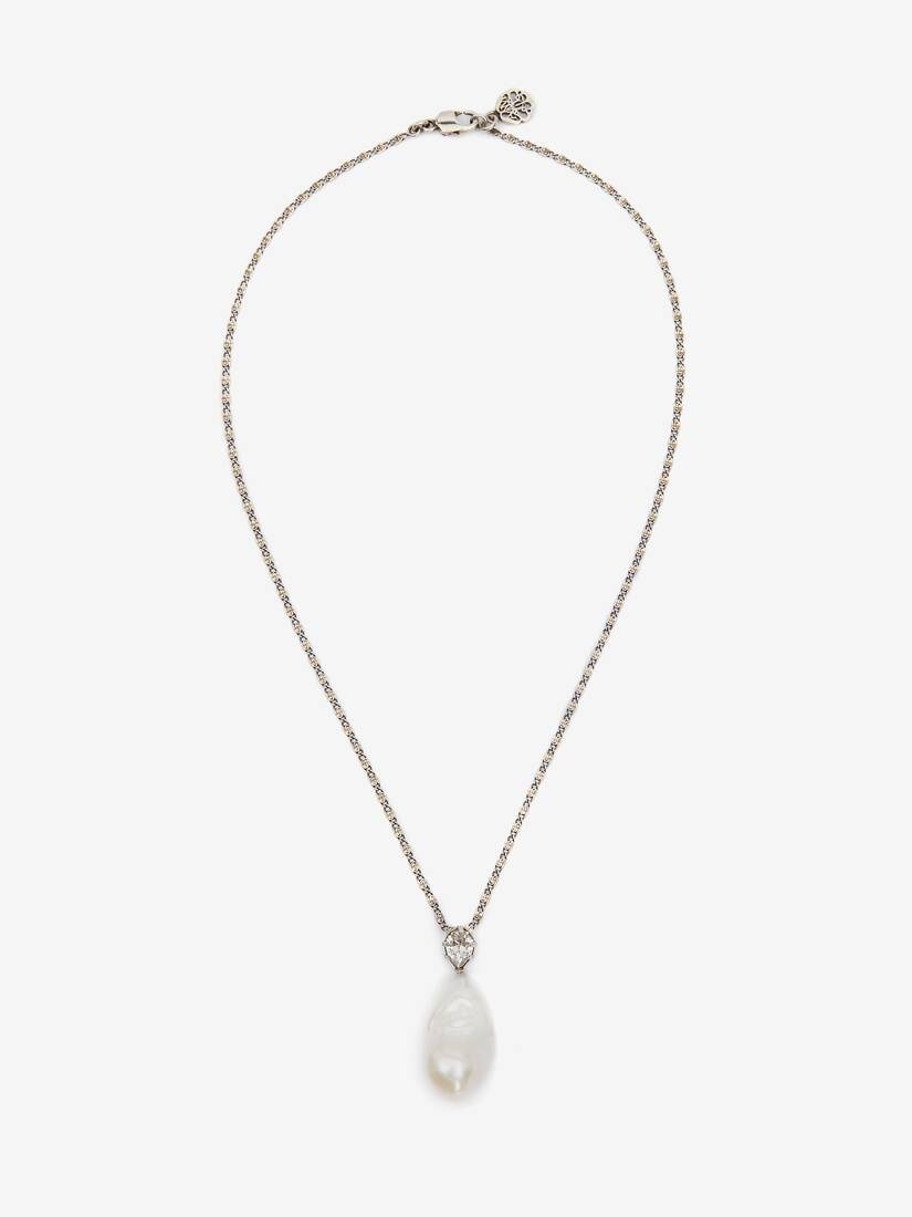 Pearl Necklace in Antique Silver - 1