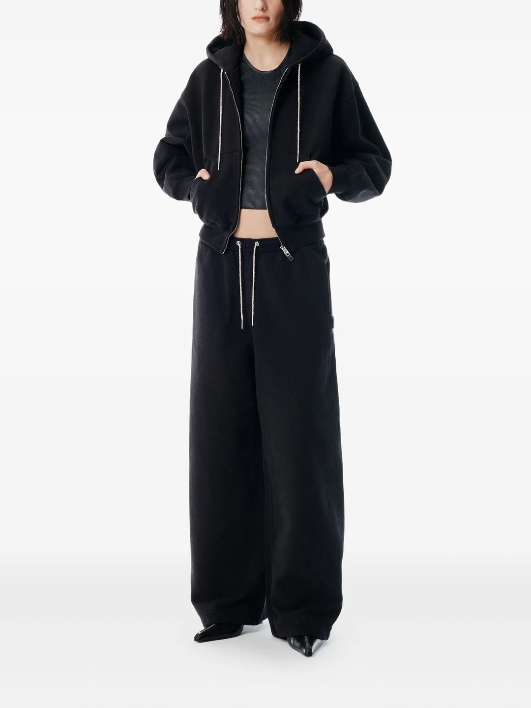 Zip- Up Hoodie With Rhinestone - 3