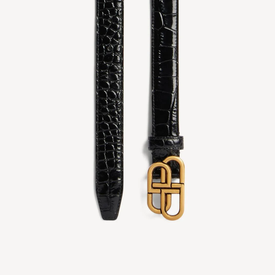 Women's Bb Thin Belt in Black - 1
