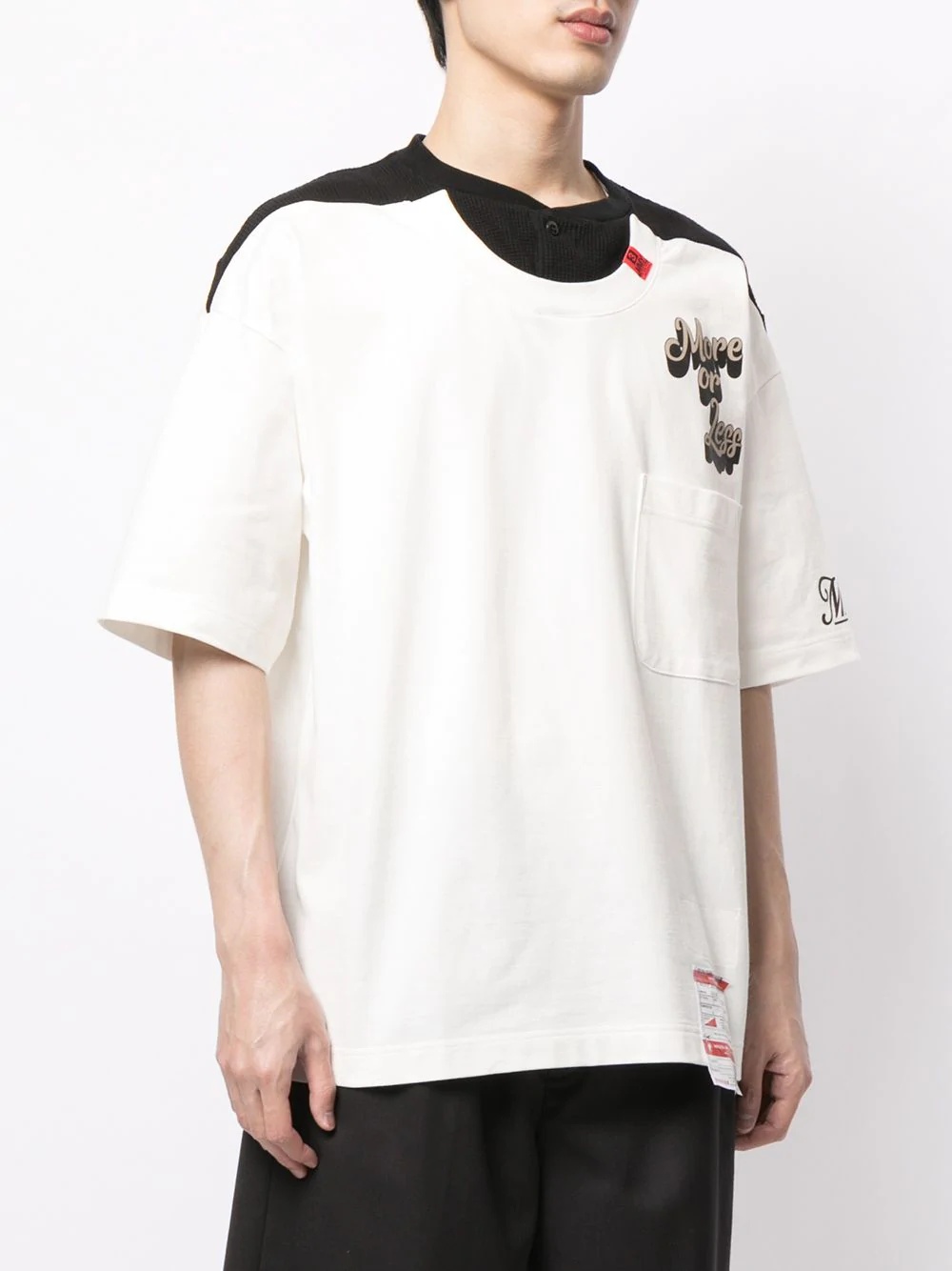 contrast-panel cotton t-shirt - 3