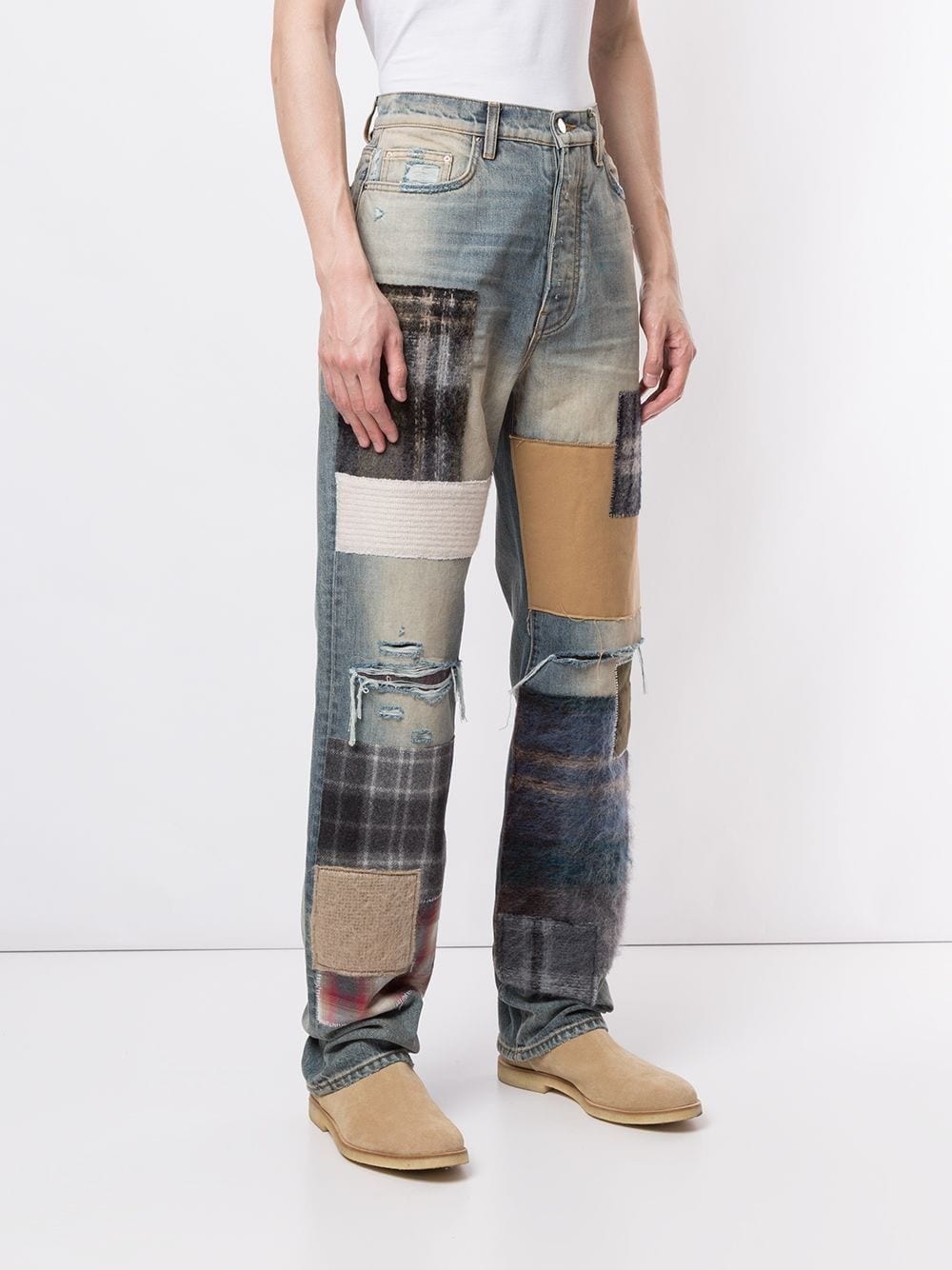 patchwork straight-leg jeans - 3