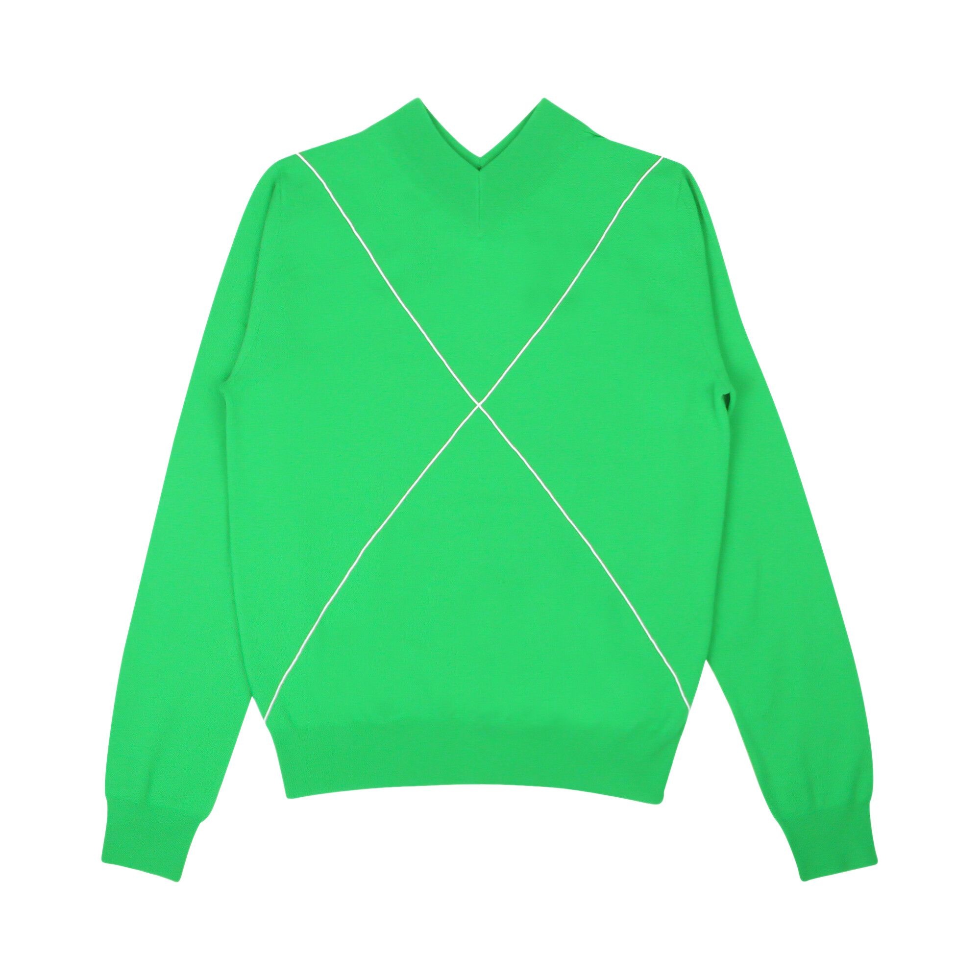 Bottega Veneta Contrast Stitch V Neck Sweater 'Grass Green' - 1