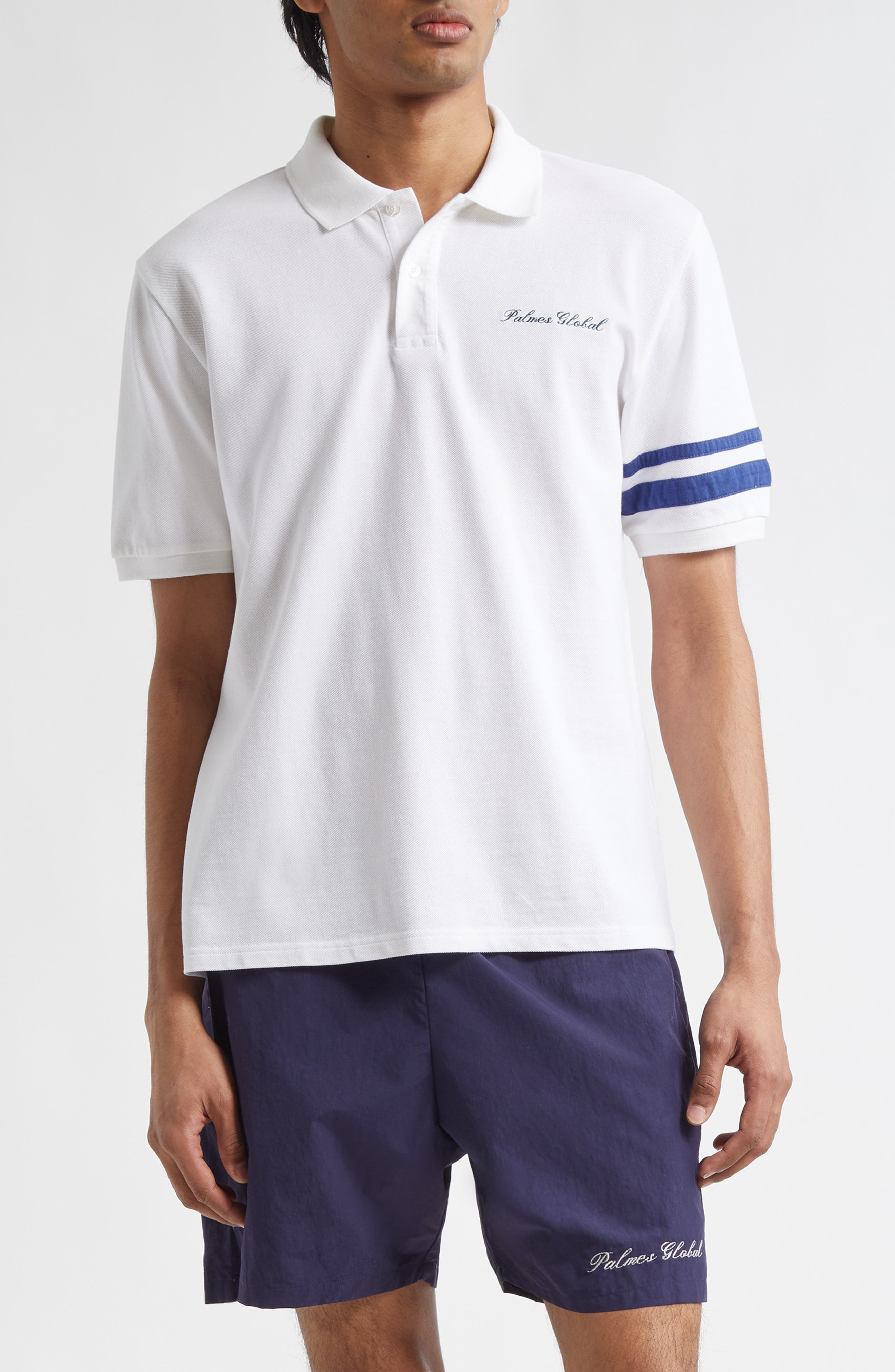 PALMES Global Cotton Piqué Polo in White at Nordstrom - 1