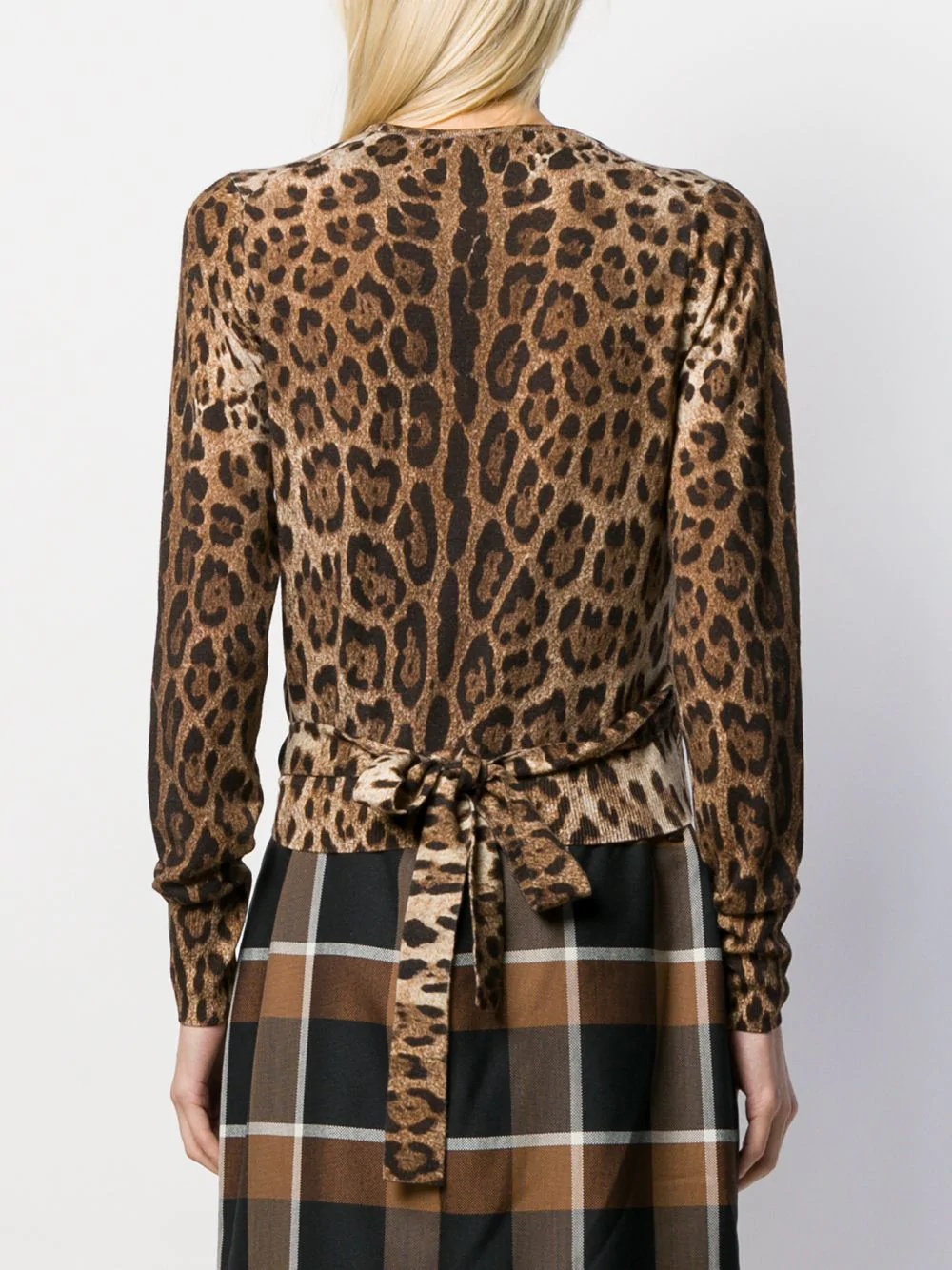 leopard print wrap jumper - 4