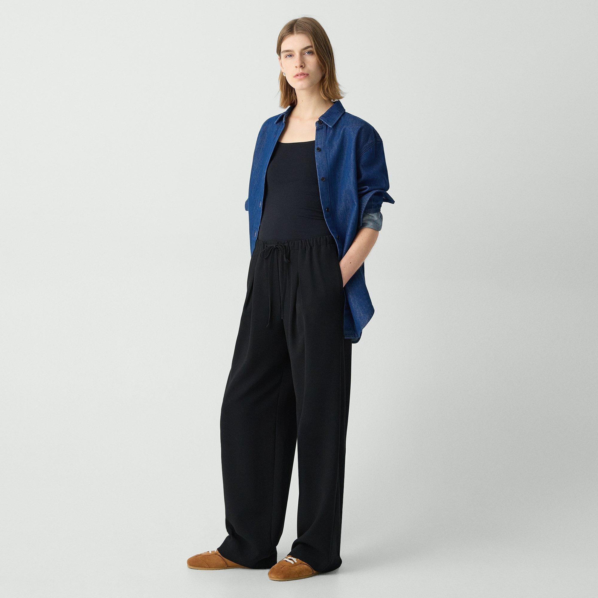 Pleated Pull-On Pant in Admiral Crepe - 3