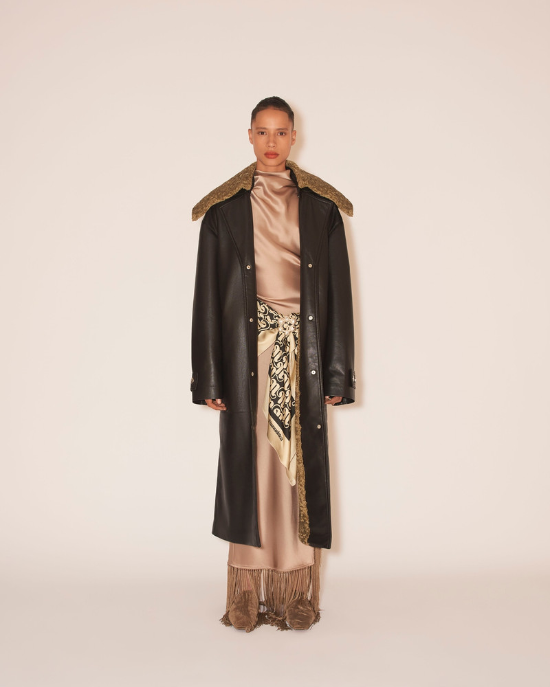 Nanushka TRAVIS - Belted coat - Black/khaki outlook