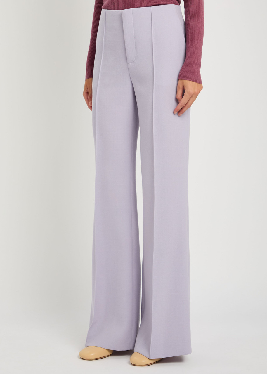 Chloe Pintuck Flared-leg Wool Trousers - 2