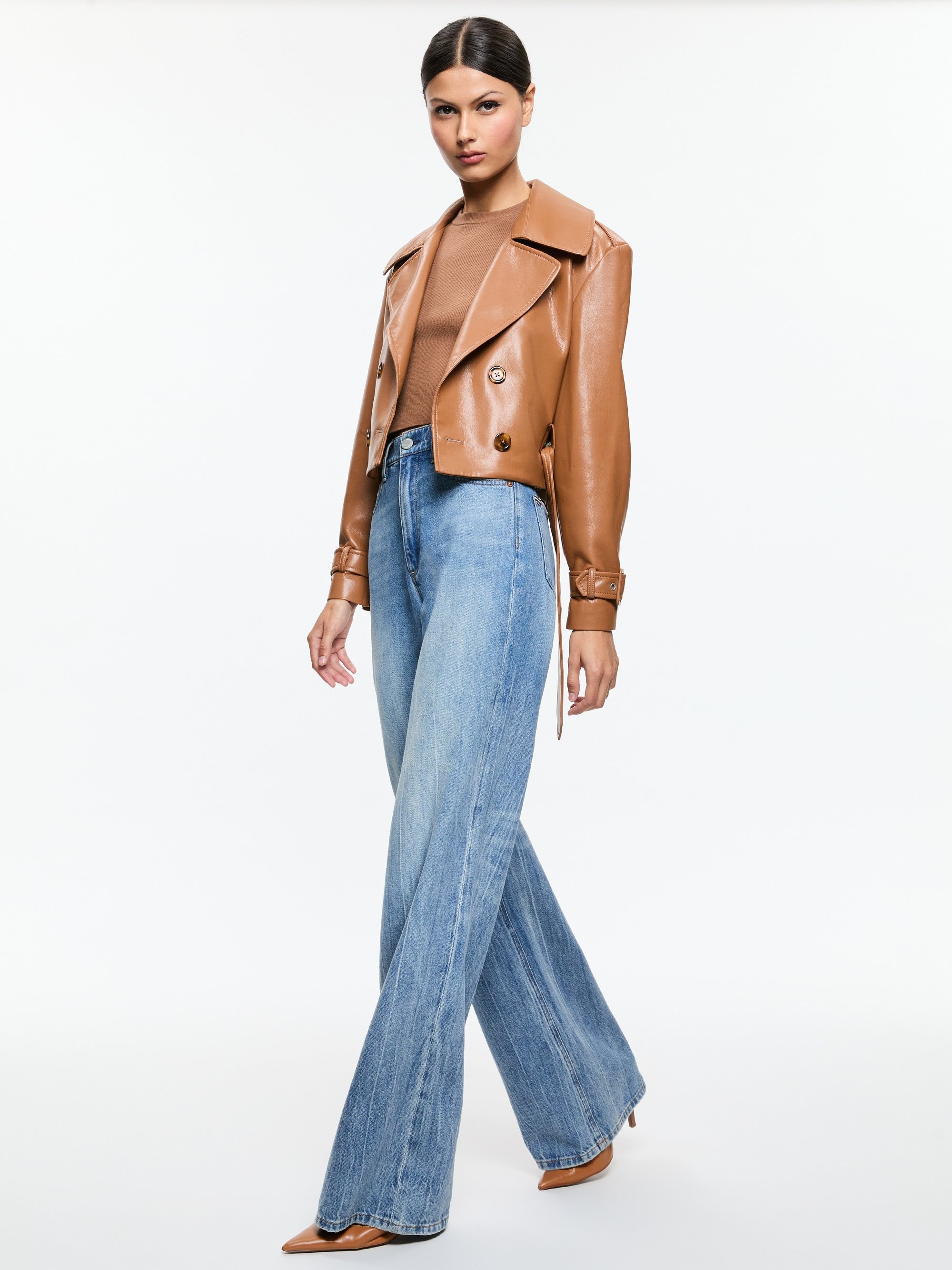 KEITH VEGAN CROPPED TRENCH WITH BELT - 6