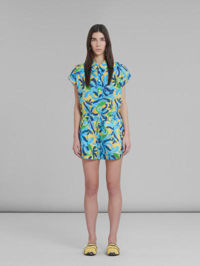 Marni MARNI X NO VACANCY INN - LINEN AND VISCOSE SHORTS WITH CHIPPY FISHES PRINT outlook