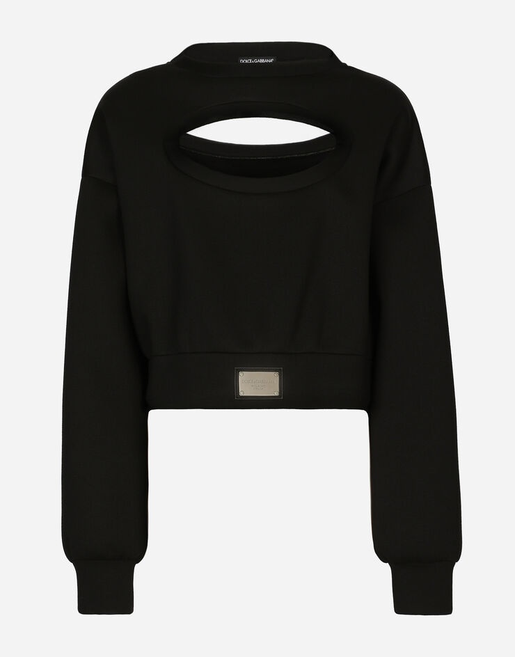 Technical jersey sweatshirt with cut-out and Dolce&Gabbana tag - 1