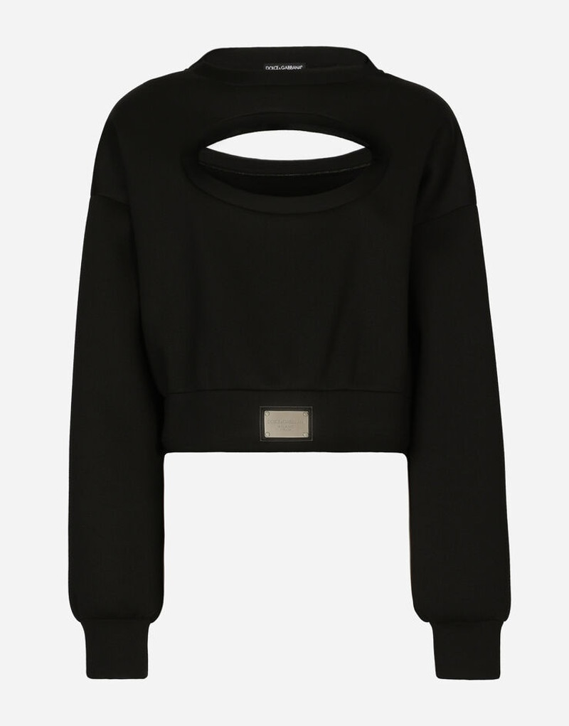 Technical jersey sweatshirt with cut-out and Dolce&Gabbana tag 1