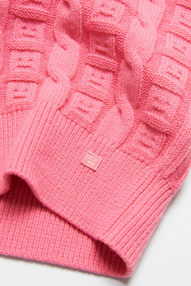 Cable wool sleeveless jumper - Tango pink 4