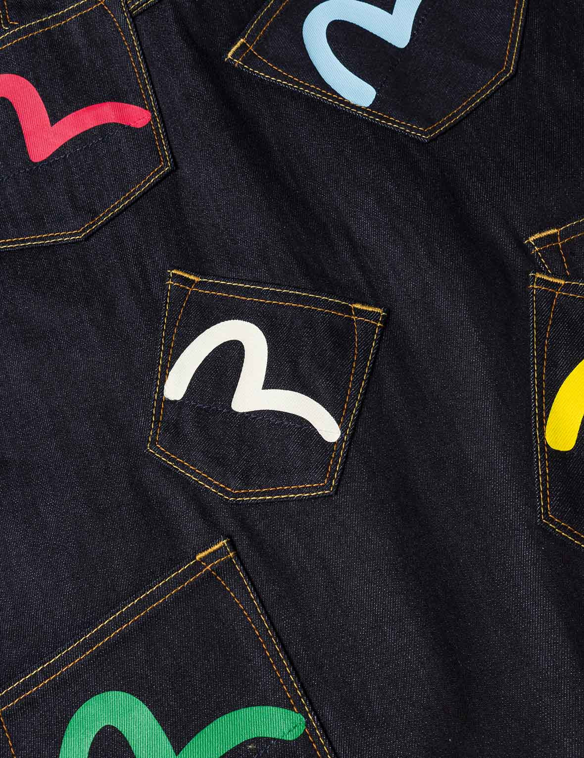 Seagull Print and Multi-Pocket Relax Fit Denim Jacket - 8