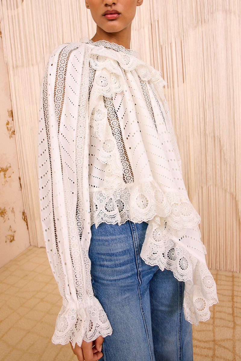 ULLA JOHNSON Marcella Asymmetrical Long Sleeve Blouse outlook