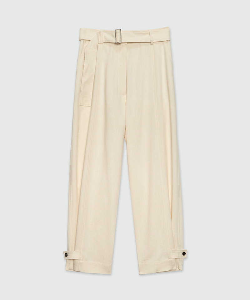 Ivory flamed viscose canvas trousers 1