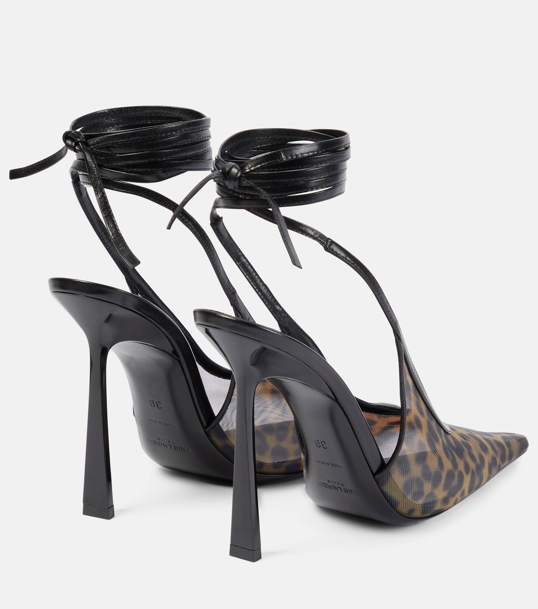 OXALIS SLINGBACK PUMPS 30 IN MESH BLACK LEATHER
