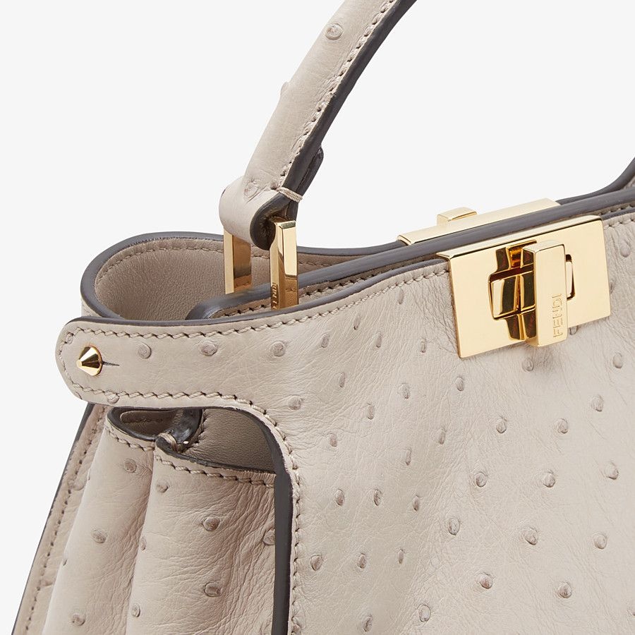 Light gray ostrich leather bag - 5