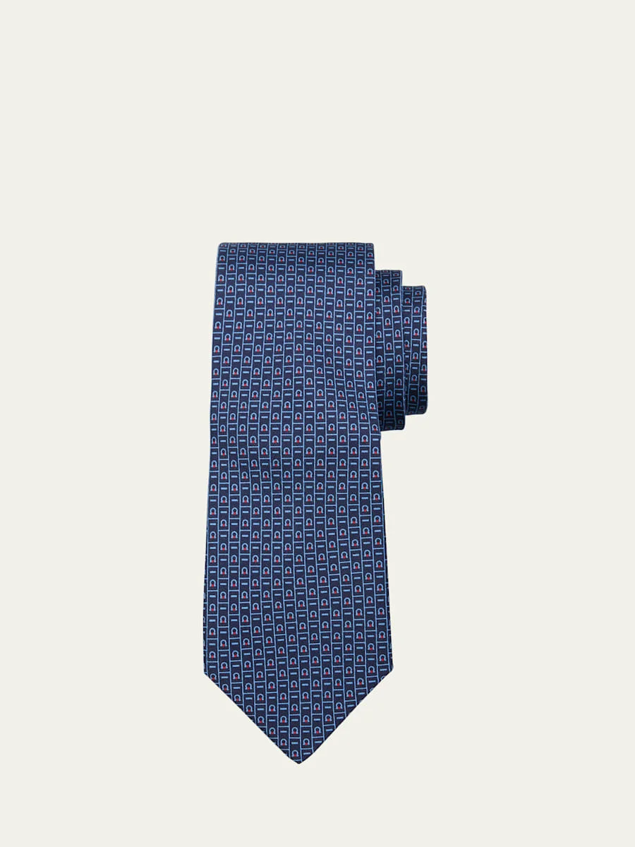 Men's Gancini Monogram-Print Silk Tie - 1