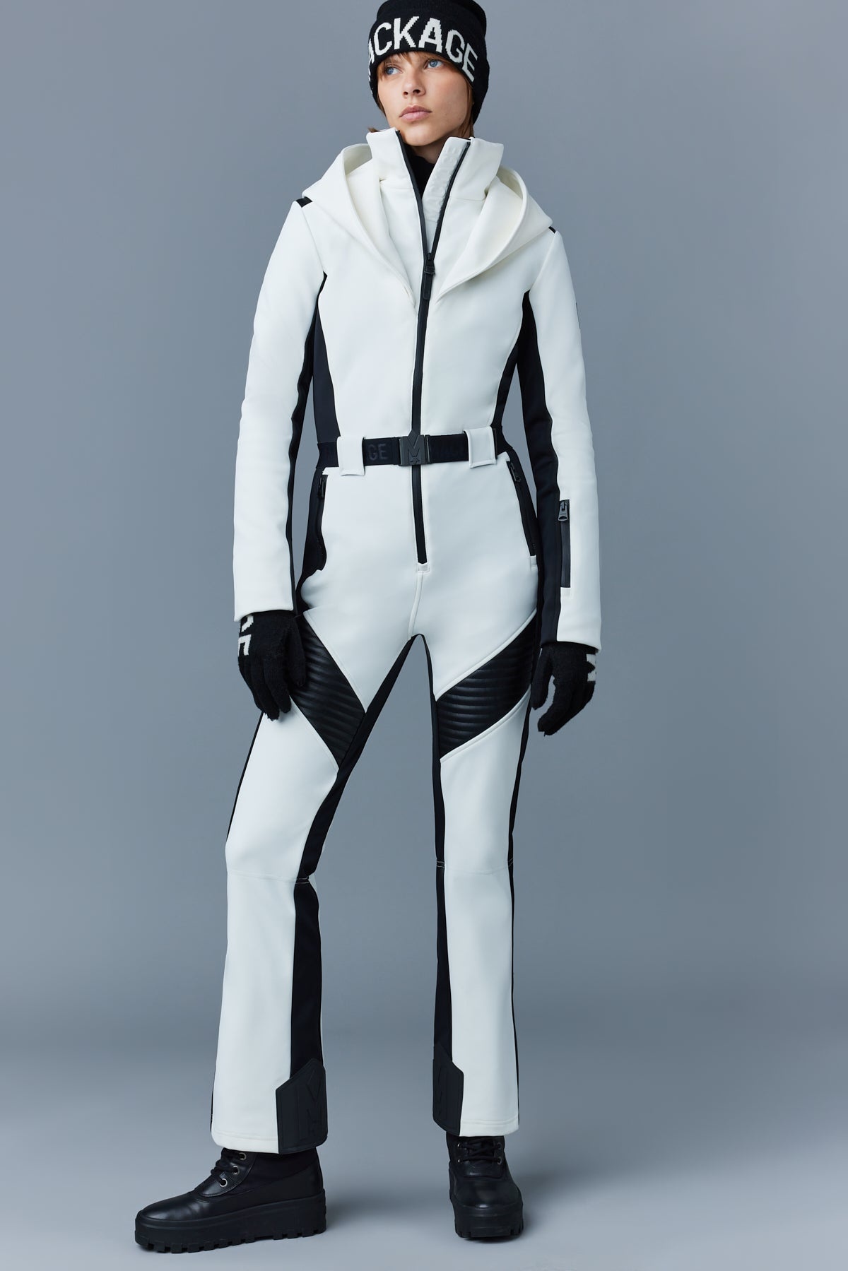 ELLE Agile-360 down ski suit with removable hood and shearling trim - 6