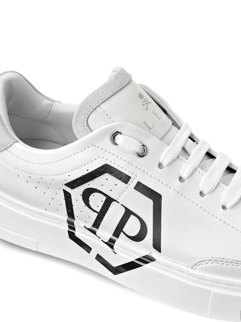 logo-detailed leather sneakers - 4