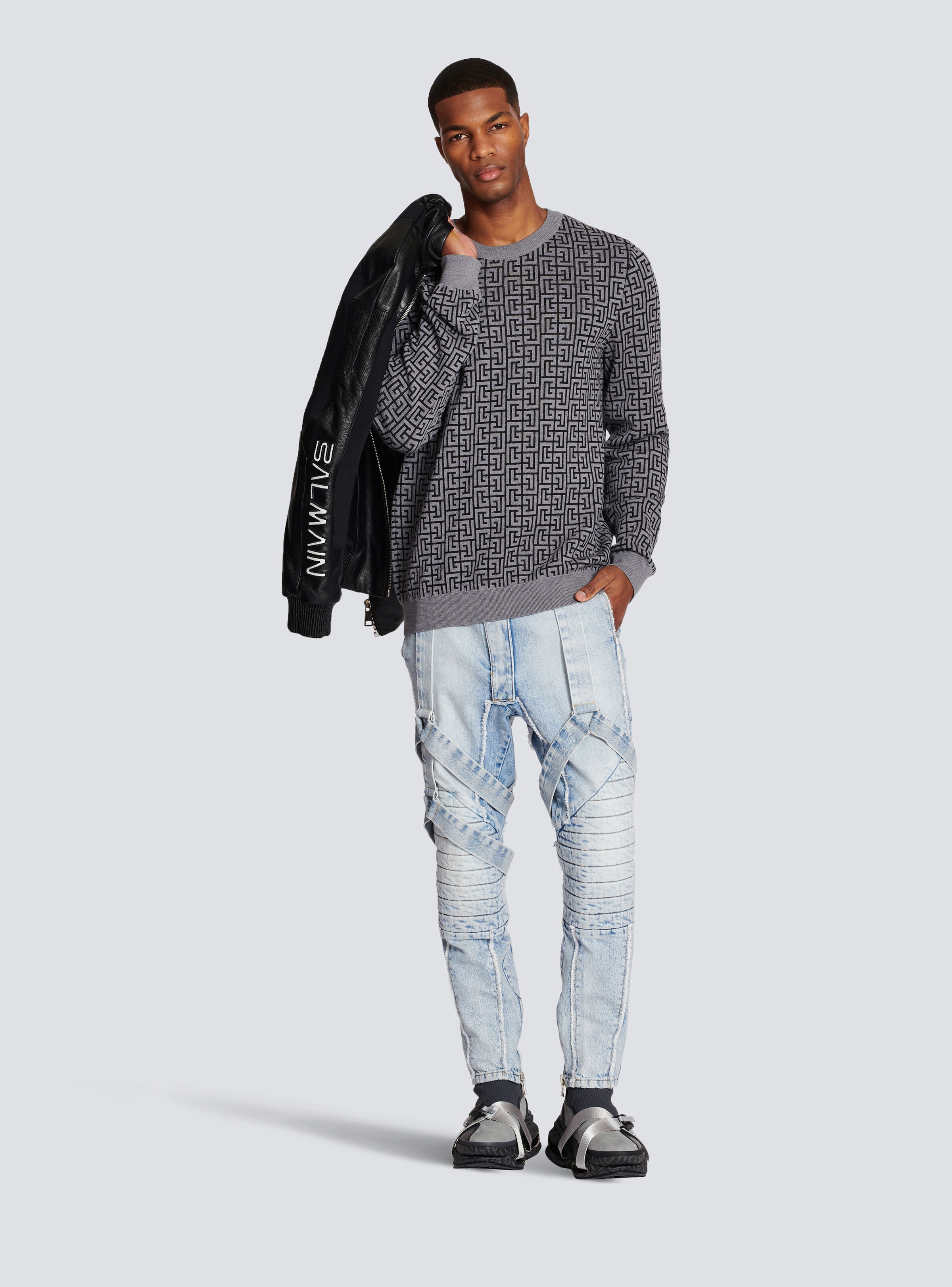 Wool jumper with Balmain monogram - 2